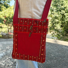 Load image into Gallery viewer, Rust Red Hand-block Printed Travel Sling Bag
