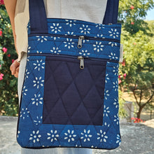 Load image into Gallery viewer, Indigo Hand-block Printed Travel Sling Bag
