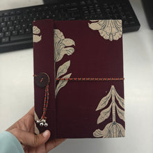 Load image into Gallery viewer, Dark Purple Hand-block Printed  Double Bound Upcycled Diary
