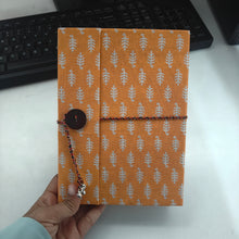 Load image into Gallery viewer, Orange Printed  Double Bound Upcycled Diary
