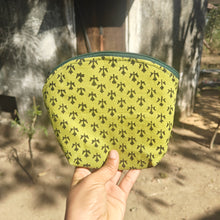 Load image into Gallery viewer, Olive Mustard  Hand-block Printed Cotton Travel Pouches of 3 Set
