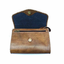 Load image into Gallery viewer, Brown Stitch  Leather Clutch Bag

