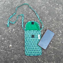 Load image into Gallery viewer, Green  Hand-block Printed Mobile Sling Bag
