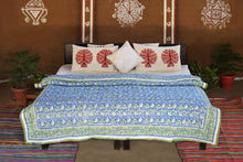 Load image into Gallery viewer, Blue Hand-Block Printed Tilonia AC Blanket
