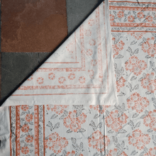 Load image into Gallery viewer, Orange White  Bagru Hand-block Printed Bedspread
