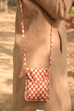 Load image into Gallery viewer, Red Hand-block Printed Mobile Sling Bag
