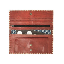 Load image into Gallery viewer, Red two fold leather wallet
