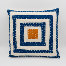 Load image into Gallery viewer, Blue Mustard Tilonia Applique Geometric Cushion Cover (Size-16&quot;X16&quot;)
