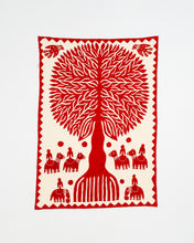 Load image into Gallery viewer, Red Tree of Life Barmer Applique Wall Hanging (24&quot;x36&quot;)
