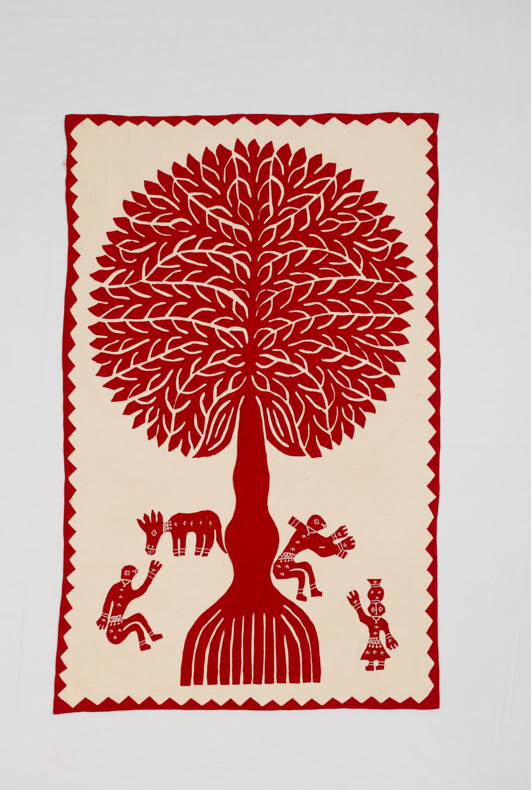 Red Tree of Life Barmer Applique Cotton Wall Hanging (32