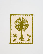 Load image into Gallery viewer, Olive Green Tree of Life Barmer Applique Cotton Wall Hanging (15&quot;x18&quot;)
