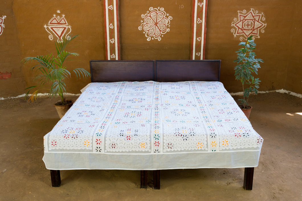 Chandwa Barmer Applique on Organdy Double Bedspread
