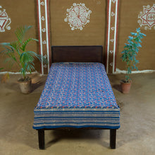 Load image into Gallery viewer, Red Indigo Bagru Hand-block Printed Bedspread
