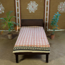 Load image into Gallery viewer, Red Beige Bagru Hand-block Printed Bedspread

