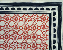 Load image into Gallery viewer, Red Beige Bagru Hand-block Printed Bedspread
