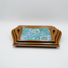 Load image into Gallery viewer, Tan Wooden Tray Set - Set of 3 - Slanted Handles
