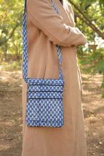 Load image into Gallery viewer, Blue Hand block Printed Travel Sling Bag
