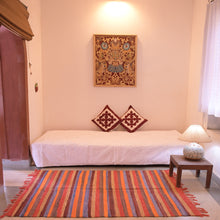 Load image into Gallery viewer, Multicolour Jawaja Handwoven Cotton Rug (4X6 ft.)
