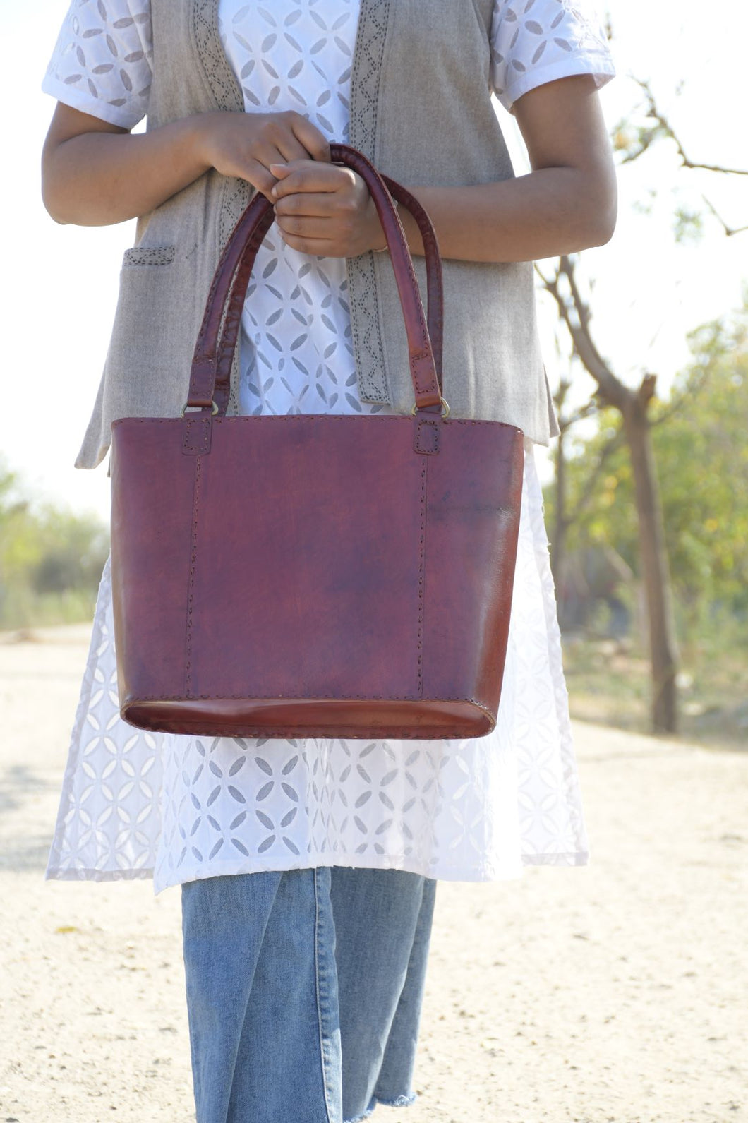 Red Leather Tote bag