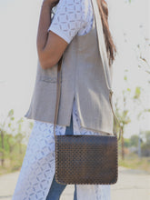Load image into Gallery viewer, Brown Embossed leather sling bag
