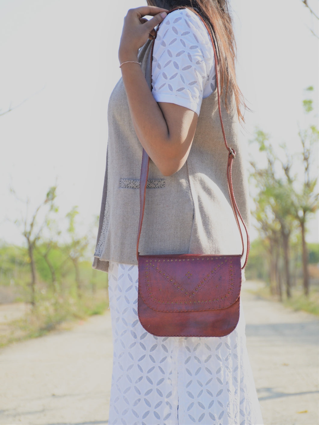 Red Leather Sling bag