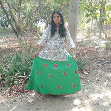Load image into Gallery viewer, Green and Red Lehenga with Applique thread Work
