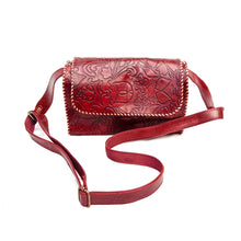 Load image into Gallery viewer, Red Embossed Leather sling bag
