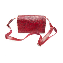 Load image into Gallery viewer, Red Embossed Leather sling bag
