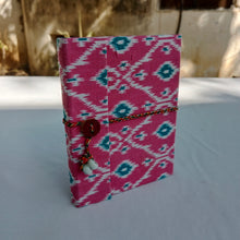 Load image into Gallery viewer, Pink Hand-block Printed Single Bound Upcycled Diary
