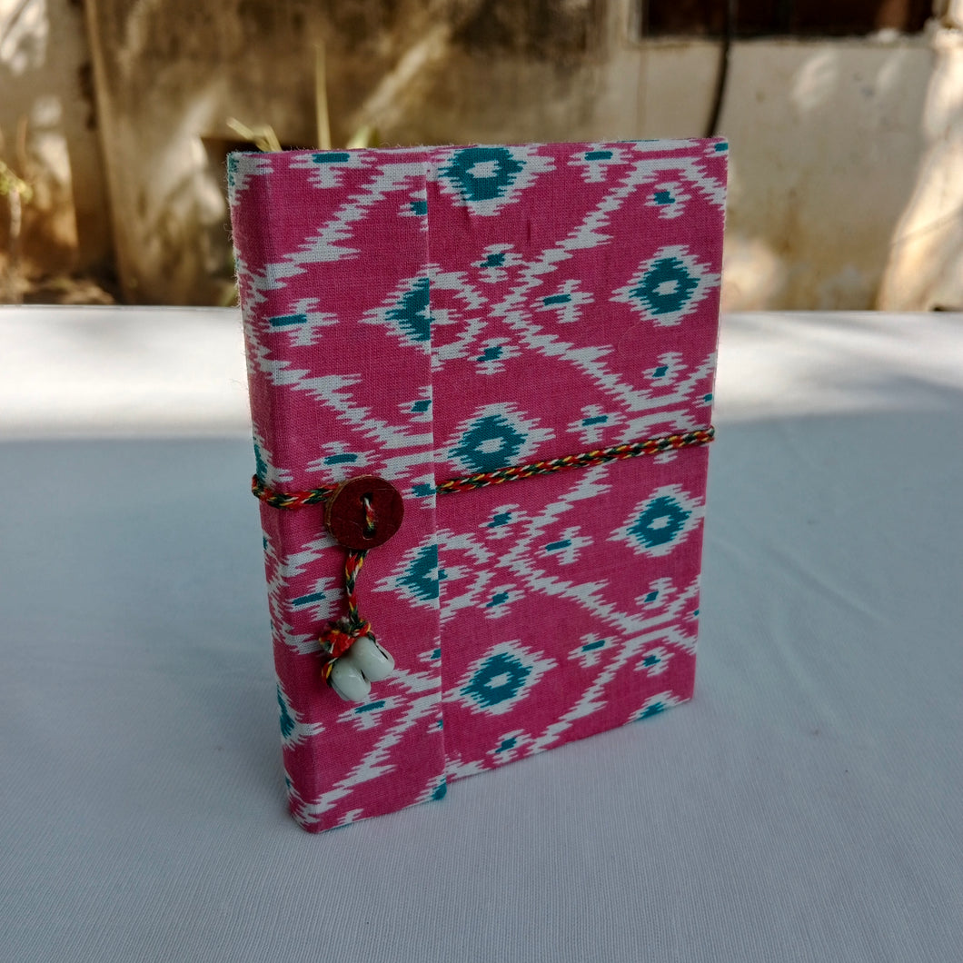 Pink Hand-block Printed Single Bound Upcycled Diary