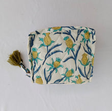 Load image into Gallery viewer, White &amp; Yellow Hand-block Printed Organizer

