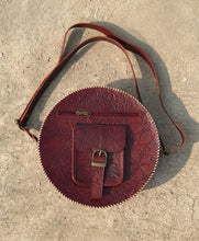 Load image into Gallery viewer, Red Leather Cylindrical Sling bag

