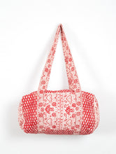 Load image into Gallery viewer, Red Hand-block Printed Floral Cotton Duffle Bag
