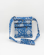 Load image into Gallery viewer, Blue Hand-block Printed Travel Sling Bag
