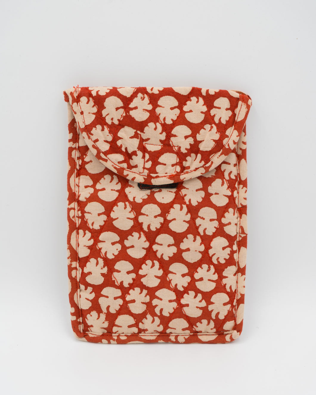 Red Hand-block Printed Mobile Sling Bag