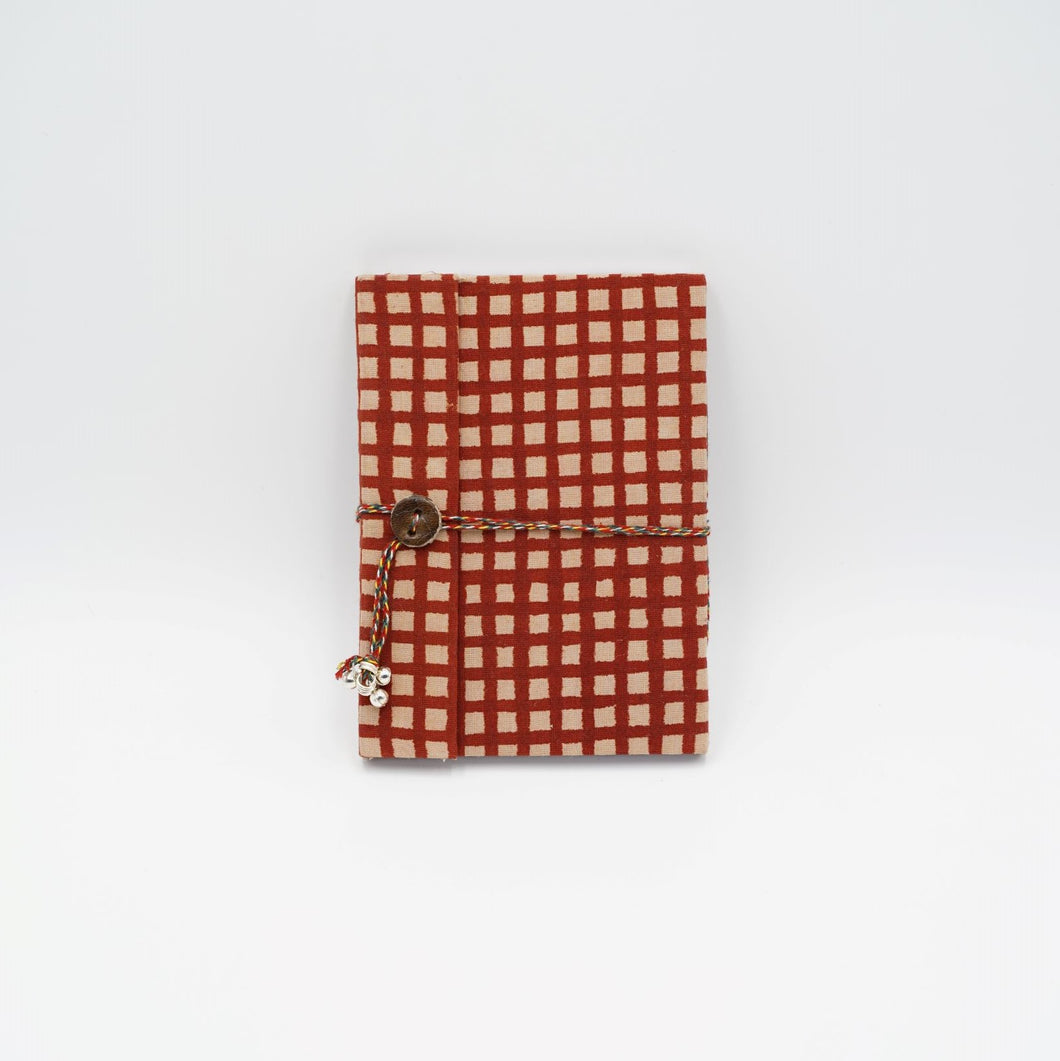 Red Hand-block Printed Single Bound Upcycled Diary
