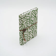 Load image into Gallery viewer, Green Hand-block Printed Single Bound Upcycled Diary
