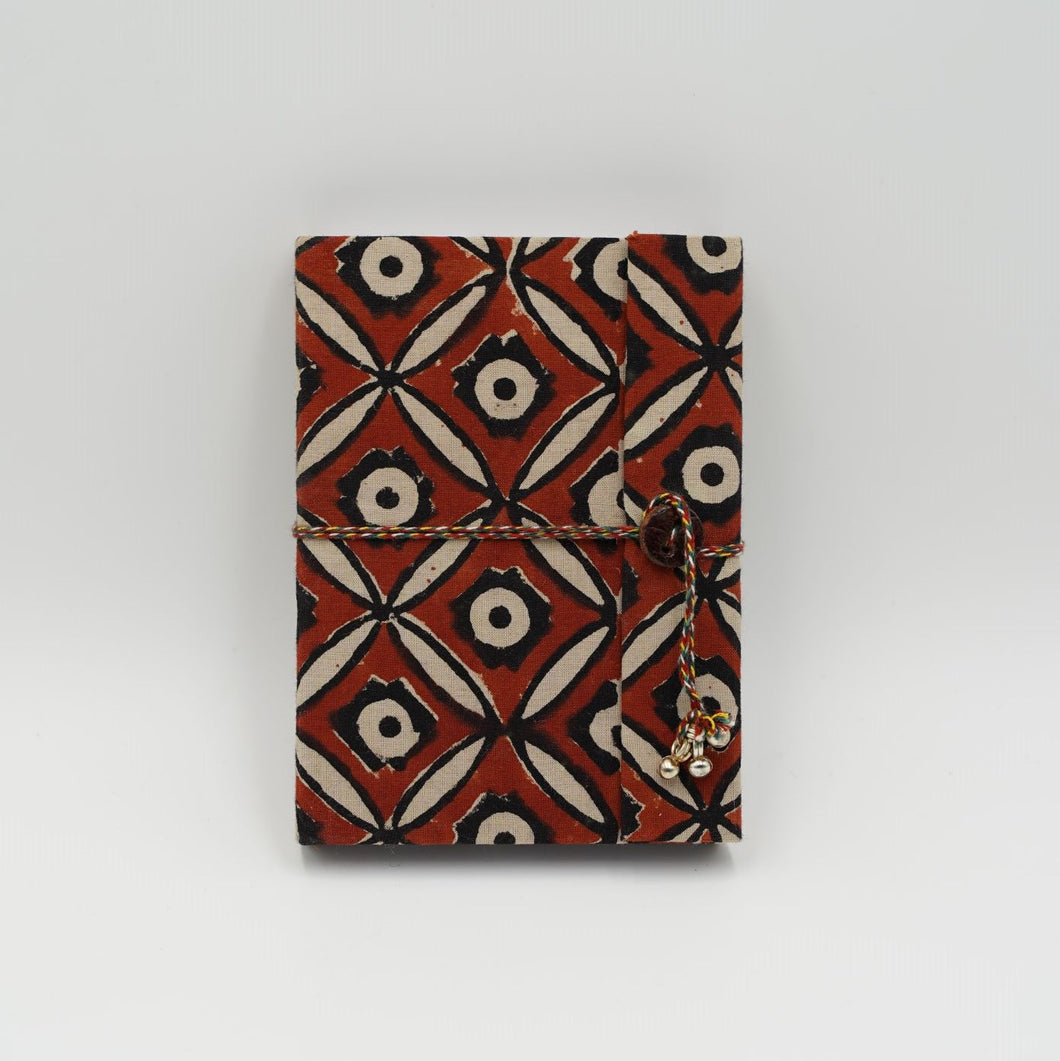Red Hand-block Printed Double Bound Upcycled Diary