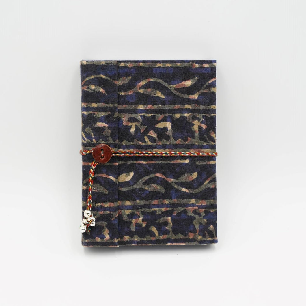 Dark Blue Hand-block Printed Double Bound Upcycled Diary